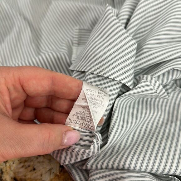 Theory White And Blue Stripes Long Sleeve Button Down Shirt Size S - Picture 8 of 11